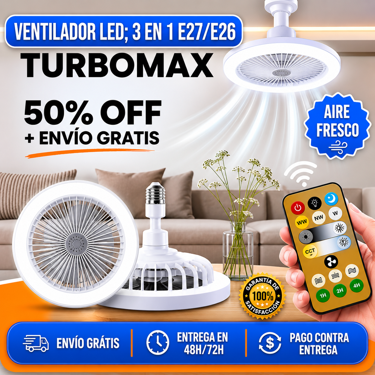 Ventilador de techo Inteligente de LED 2 en 1 TurboMax™ - [SUPER POTENTE]