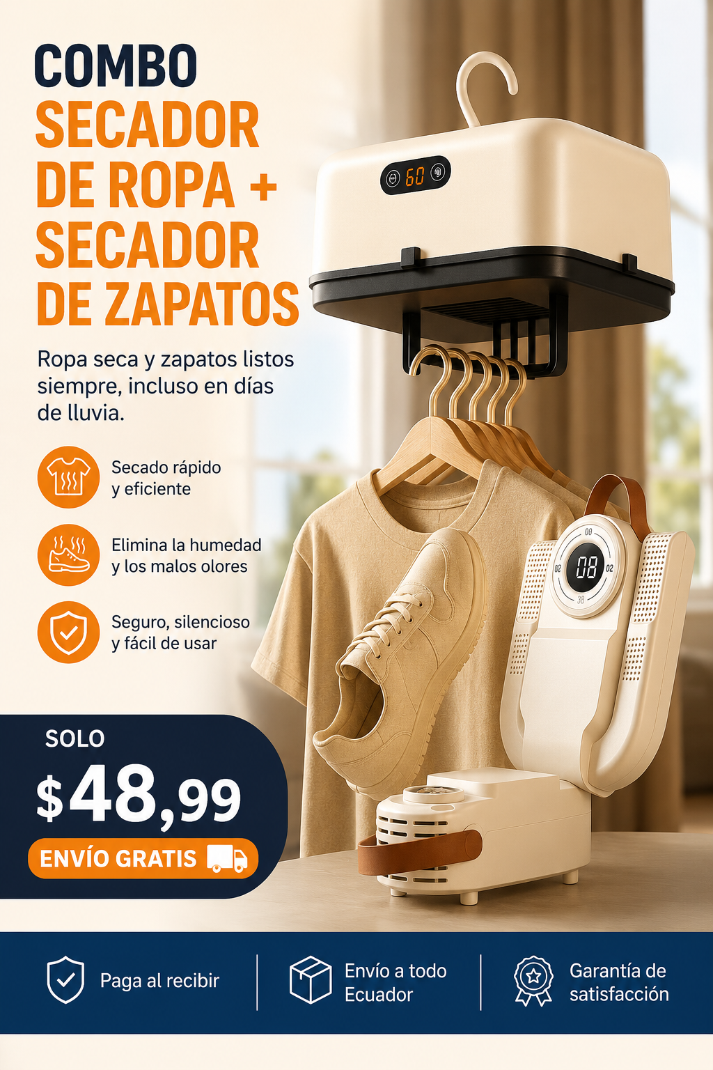 Combo :👔Secador de ropa + 👟secador de zapatos + 🚚Envío a todo Ecuador