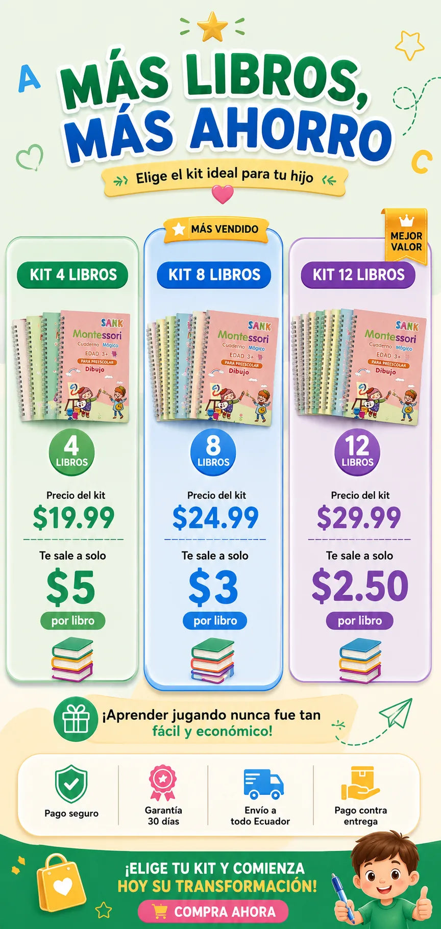 📖Libros magicos -✏️EscribeFácil™ | Kit de Caligrafía Inteligente Reutilizable x4 - Envío Gratis🚚