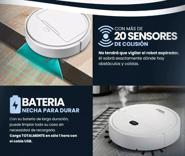 🤖 Mini Robot de Limpieza Automático - 3 em 1: Barre, Aspira y passa la mopa