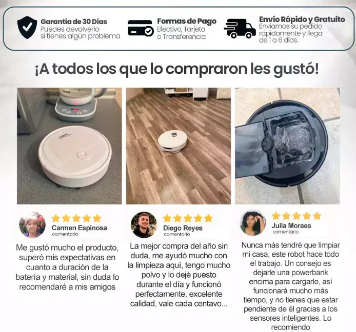 🤖 Mini Robot de Limpieza Automático - 3 em 1: Barre, Aspira y passa la mopa