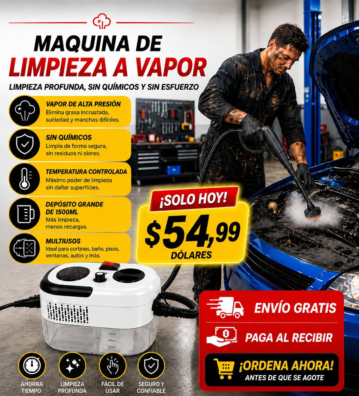🧹MÁQUINA DE LIMPIEZA A VAPOR 🚚 ENVÍO GRATIS A TODO ECUADOR