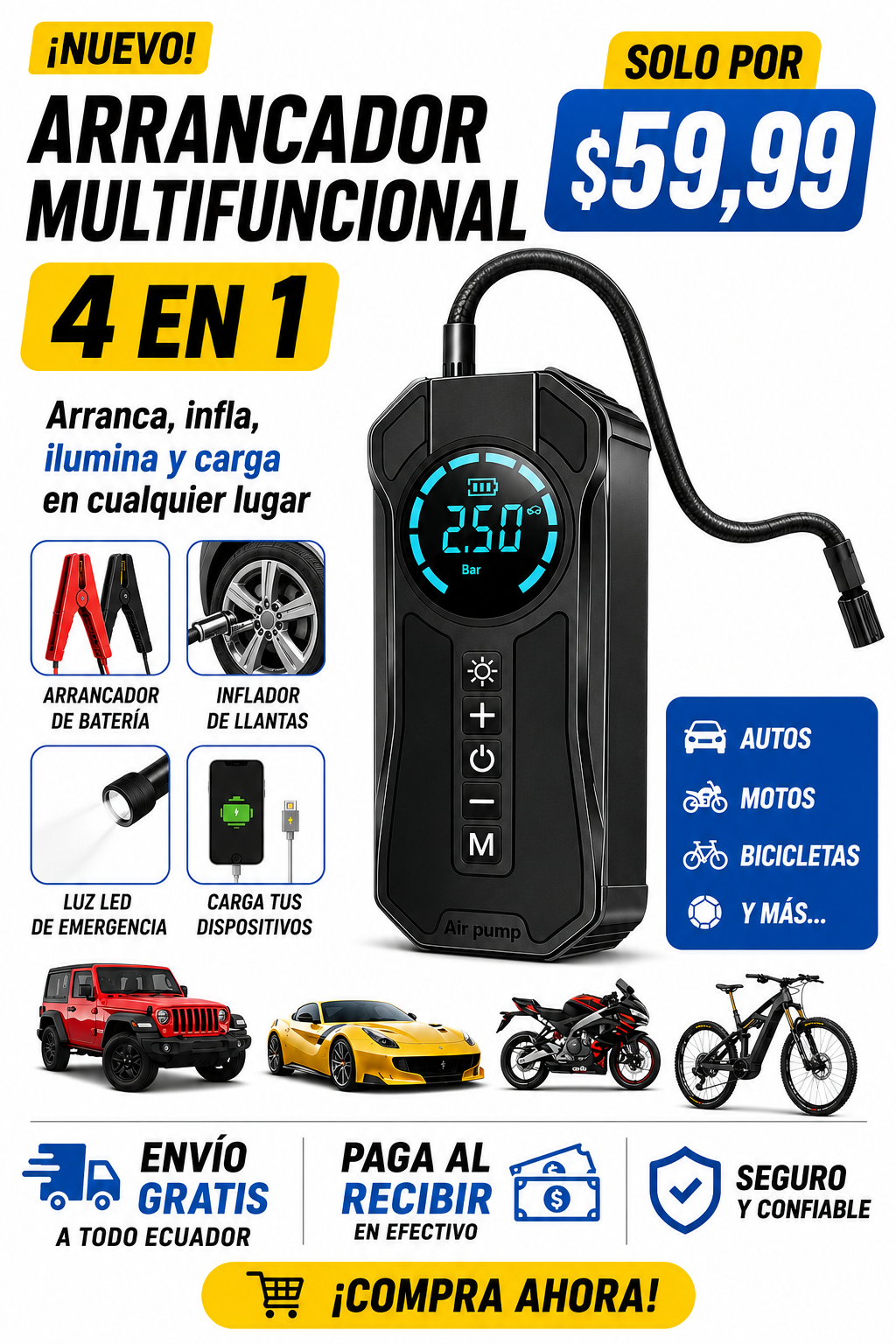 💫Arrancador con compressor 4 en 1